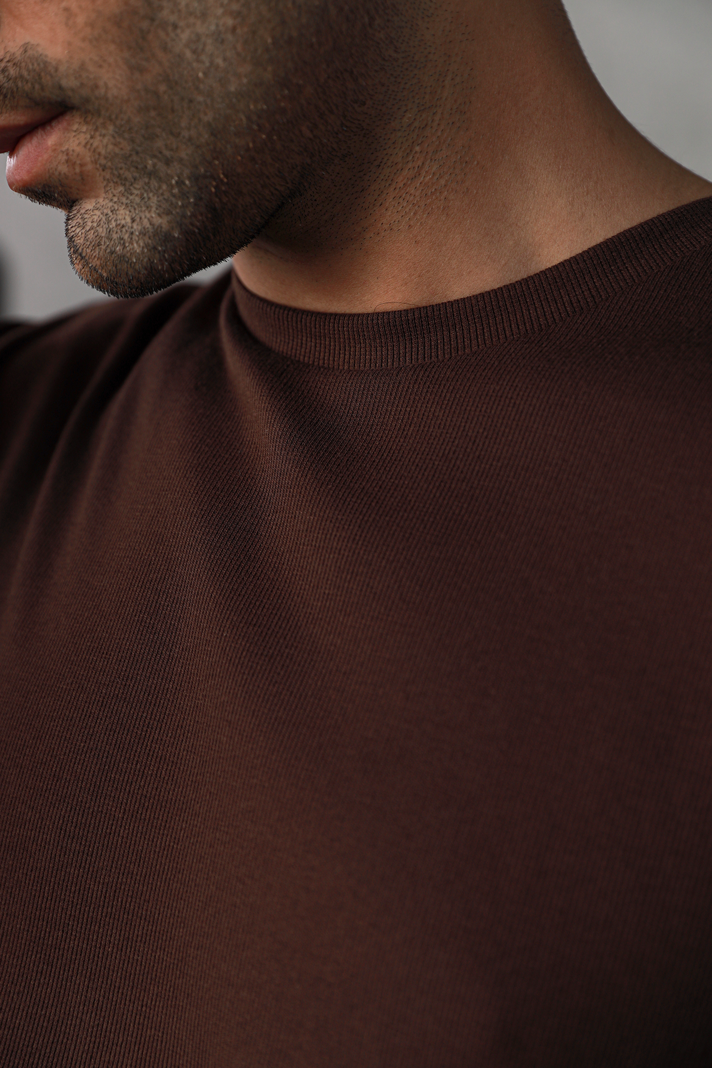 Men Textured Oversized Tee - Dark Brown