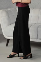 Rib Wide Leg Pants - Black