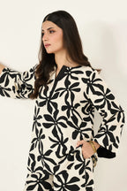 Flora Linen Co-Ord Set - Black & Cream
