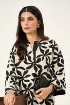 Flora Linen Co-Ord Set - Black & Cream