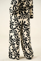 Flora Linen Co-Ord Set - Black & Cream