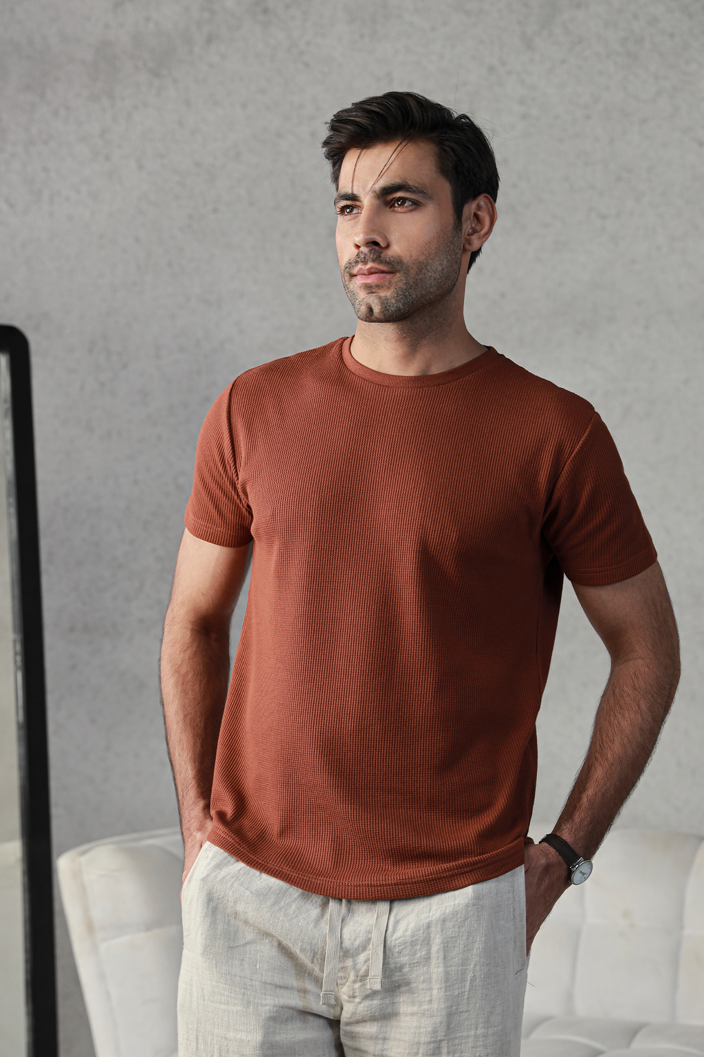 Textured T-Shirt Rust