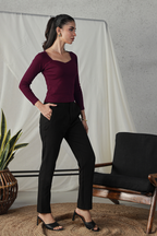 Sweet Heart Neck Top - Burgundy
