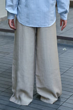 Wide Linen Pants - Beige