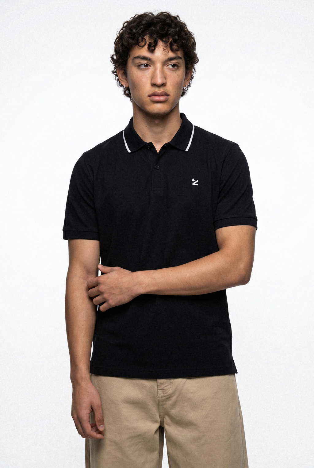 Pique Texture Polo Shirt – Black