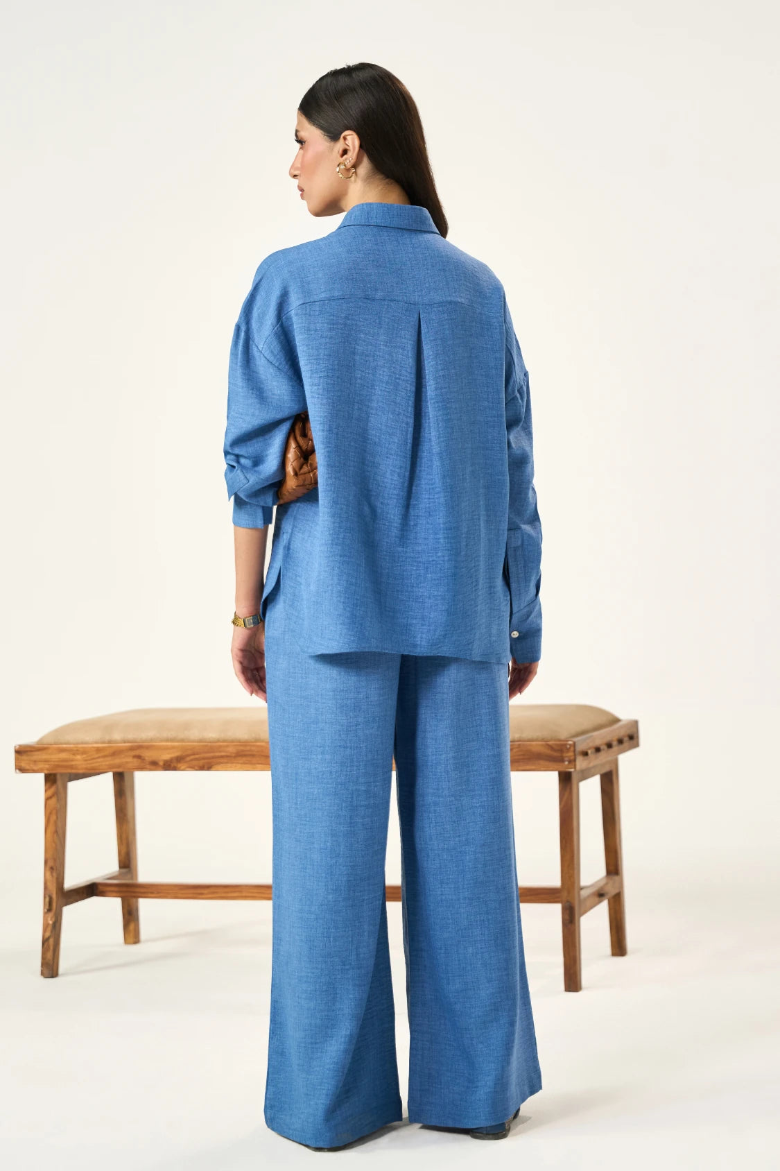 Button-down Co-Ord Set - Warm Blue