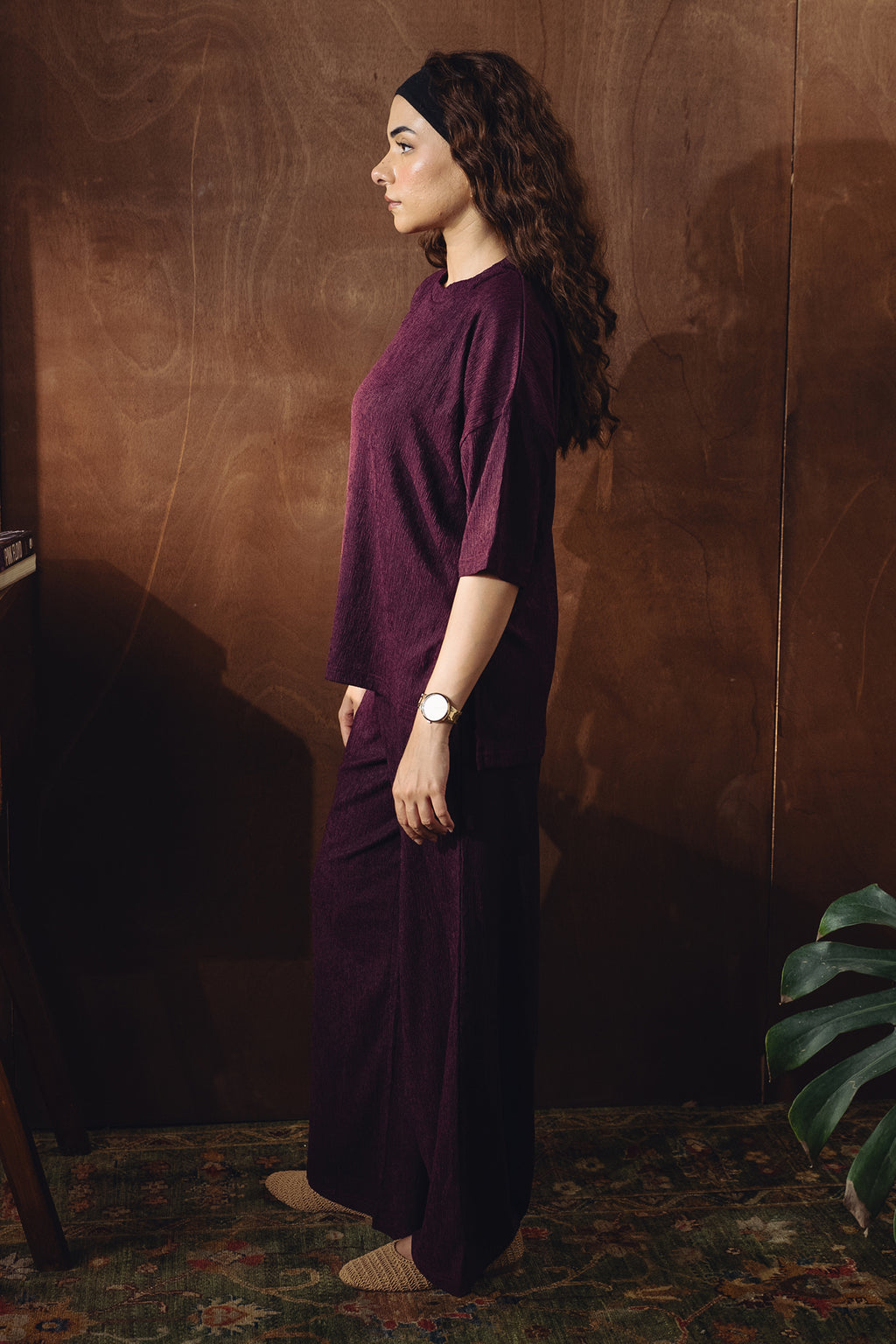 Relax Fit Textured Co-ord Set - Magenta