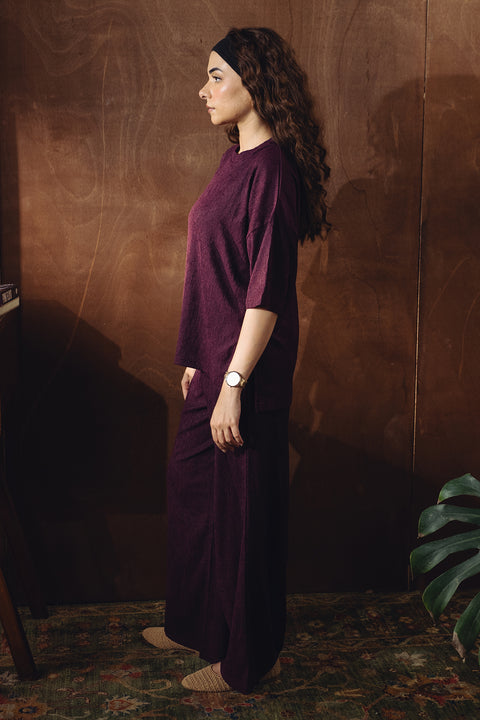 Relax Fit Textured Co-ord Set - Magenta