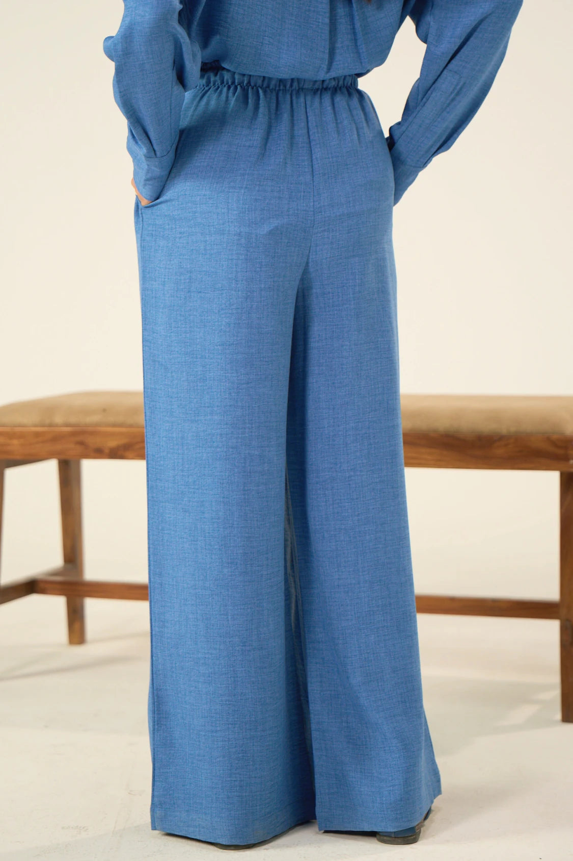 Button-down Co-Ord Set - Warm Blue