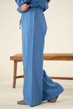 Button-down Co-Ord Set - Warm Blue