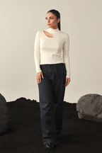Mock Neck Top - Off White