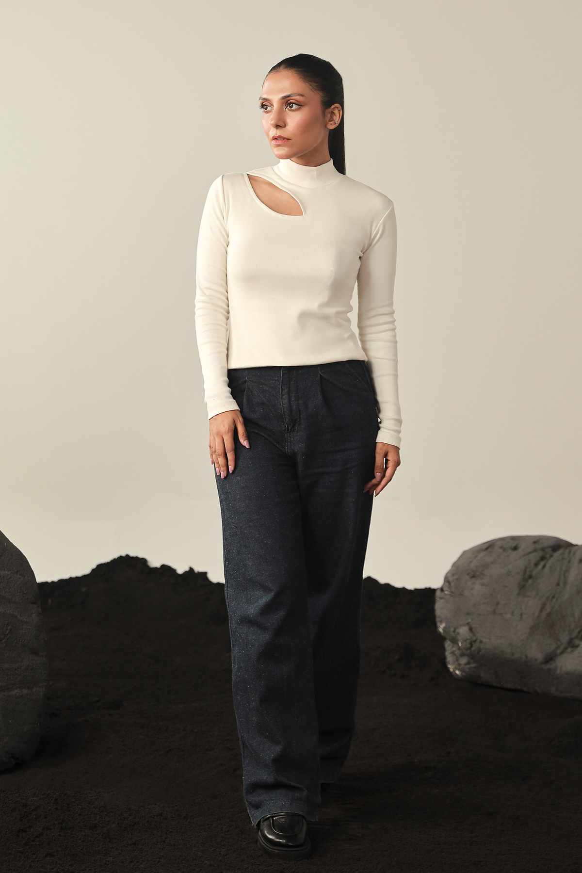 Mock Neck Top - Off White