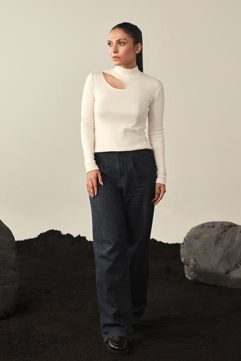 Mock Neck Top - Off White