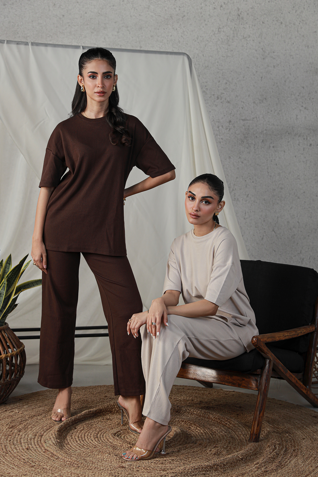 Textured Oversized Set - Nude