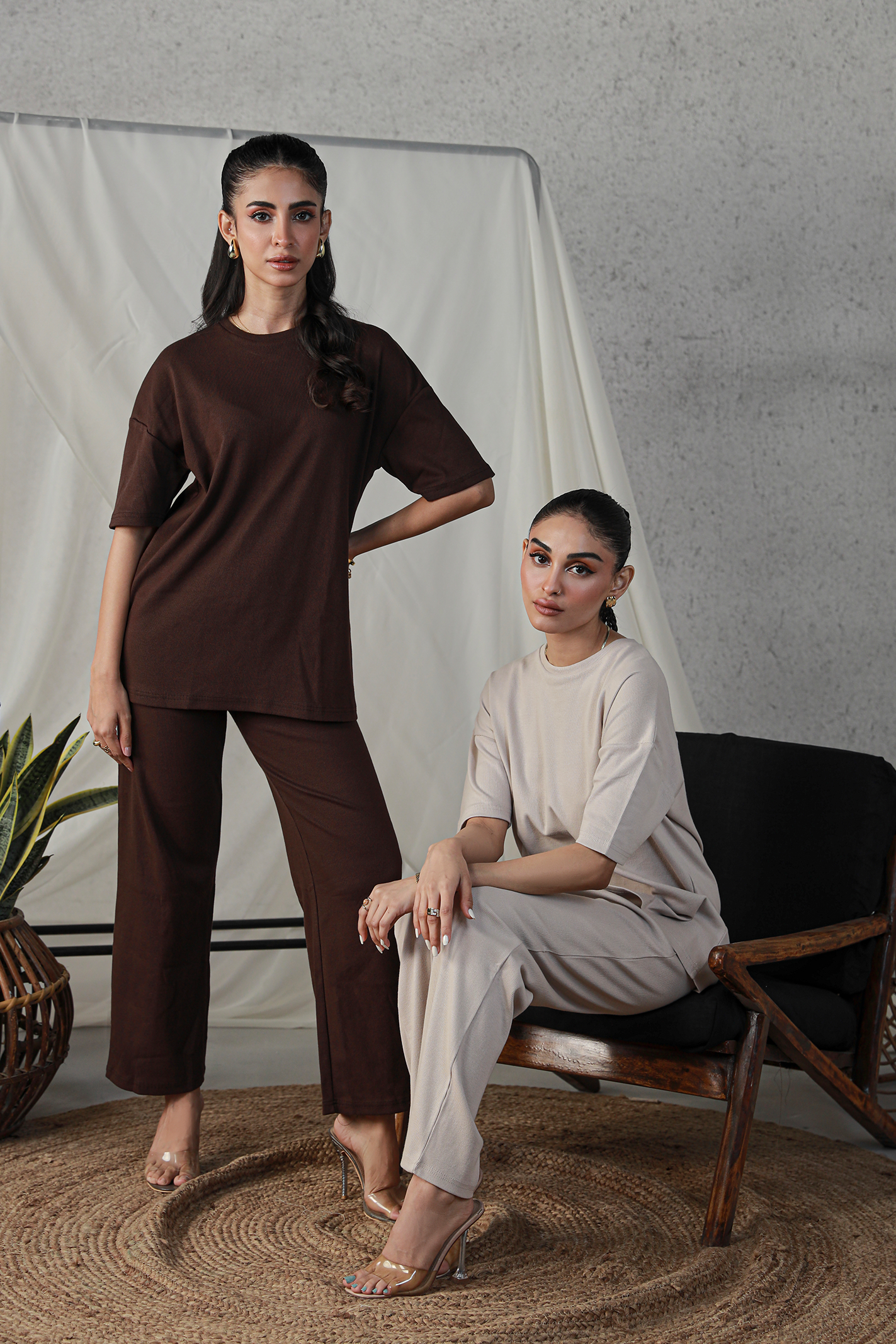 Textured Oversized Set - Nude
