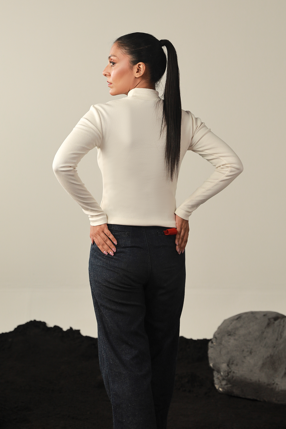 Mock Neck Top - Off White