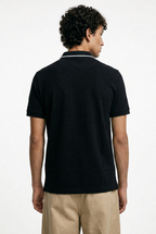 Pique Texture Polo Shirt – Black