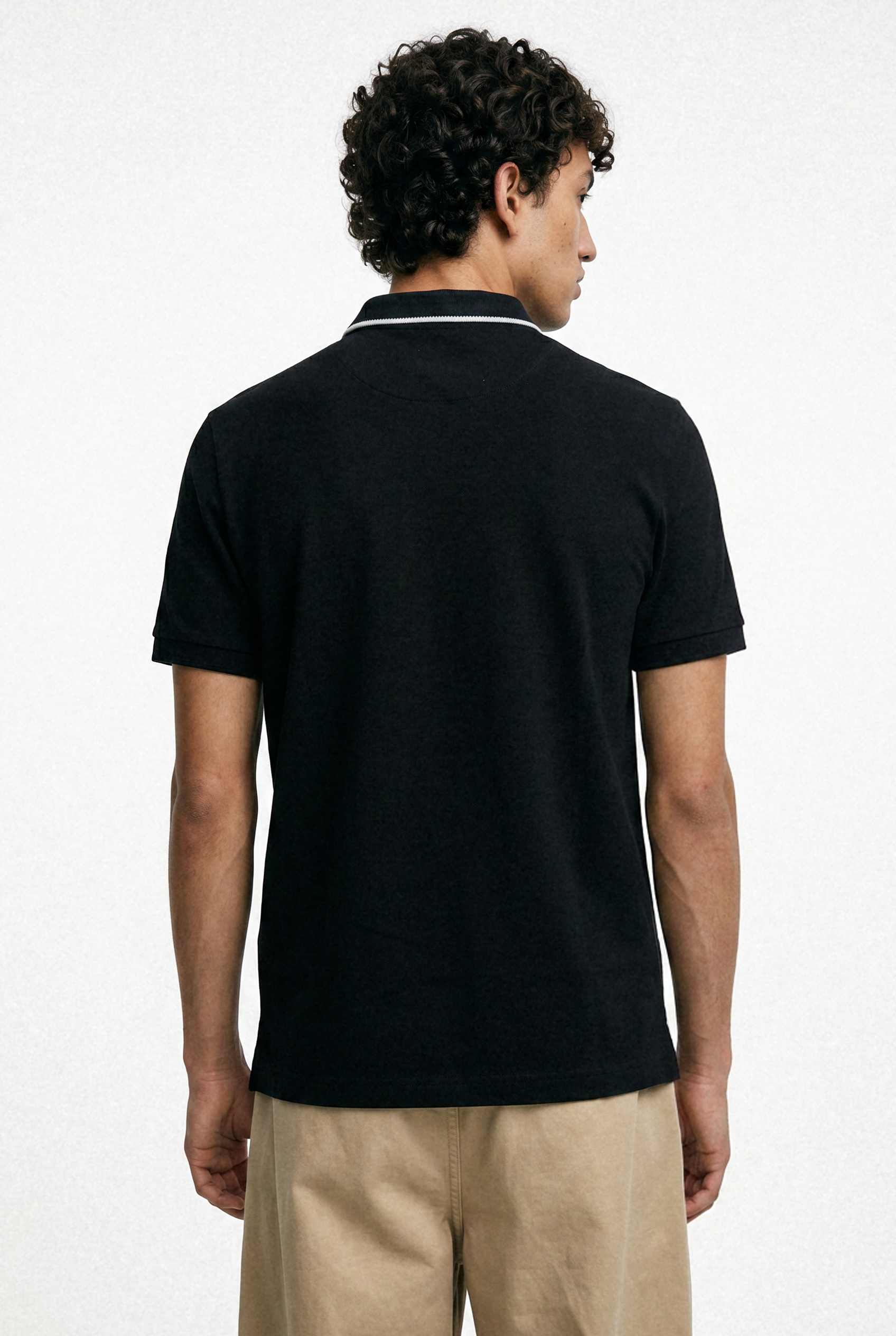 Pique Texture Polo Shirt – Black