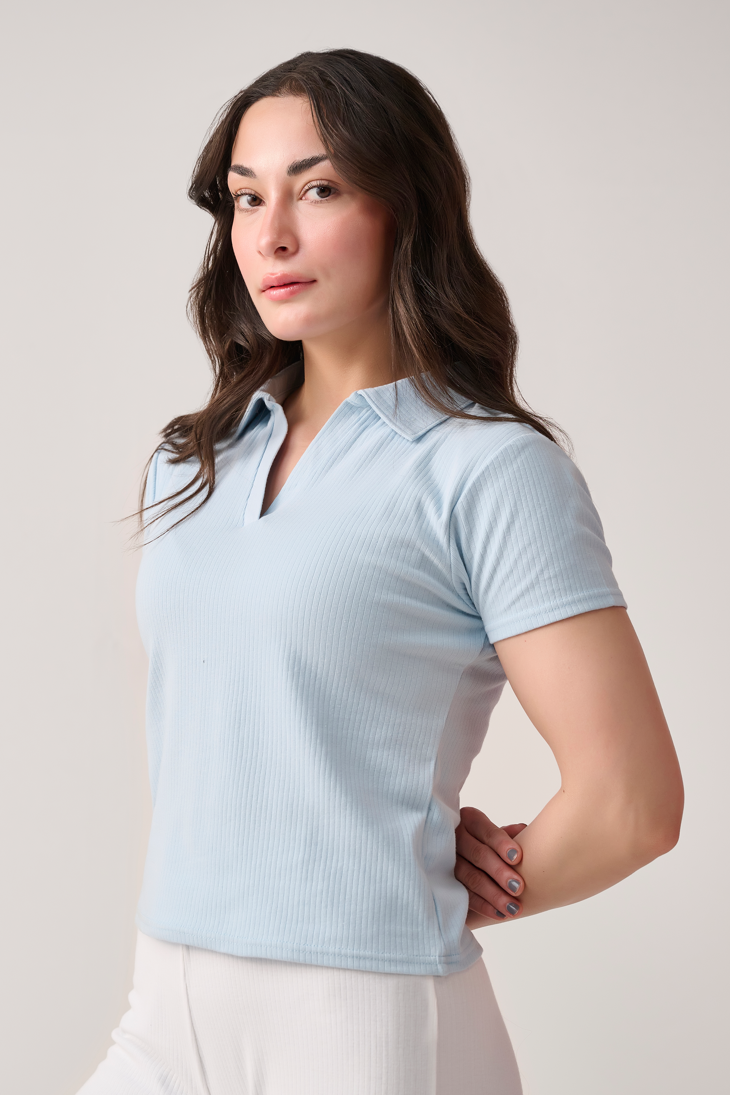 women polo sky blue