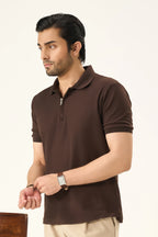 Waffle Zip Polo - Mocha Brown