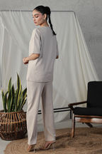 Textured Oversized Set - Nude