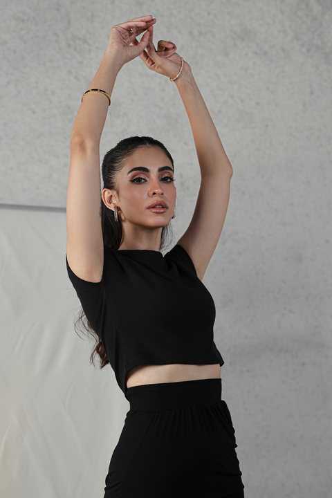 Rib Cropped Top - Black