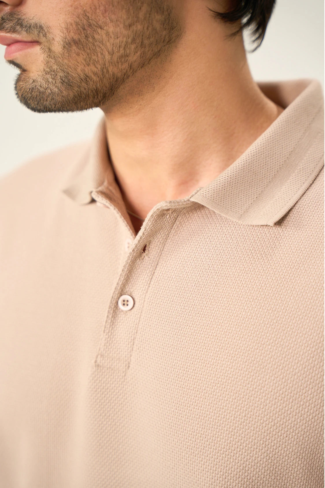 Diamond Texture Polo Shirt - Sand