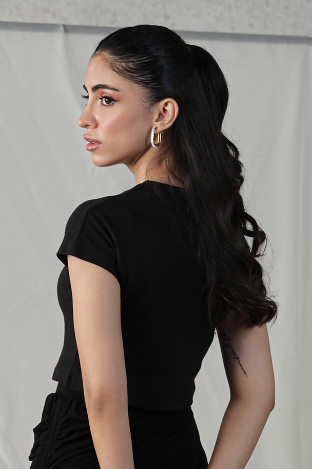 Rib Cropped Top - Black