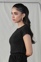 Rib Cropped Top - Black