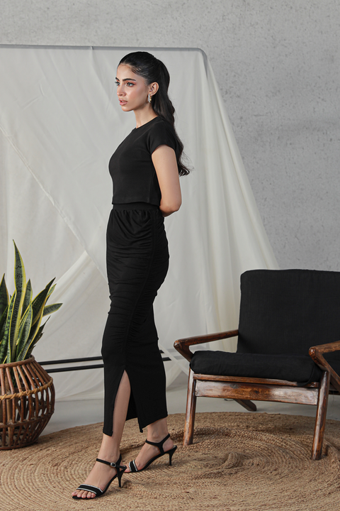 Ruched Skirt - Black