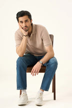 Diamond Texture Polo Shirt - Sand