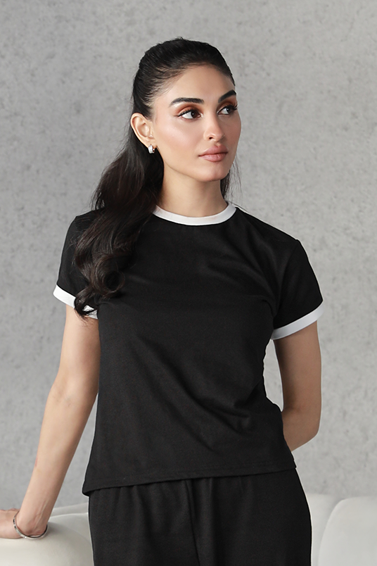Crew Neck Tee - Black and White Main image