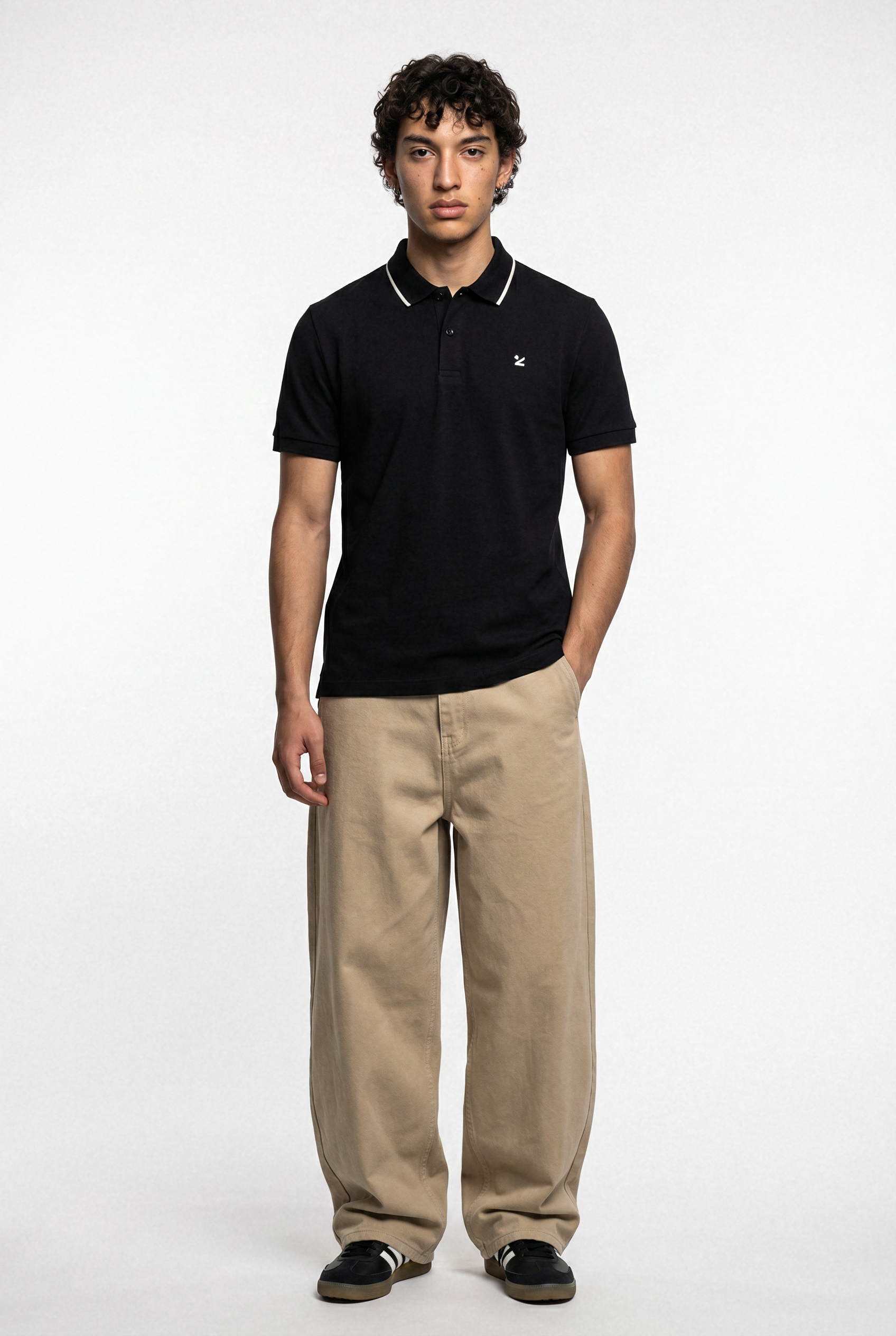 Pique Texture Polo Shirt – Black Secondary image