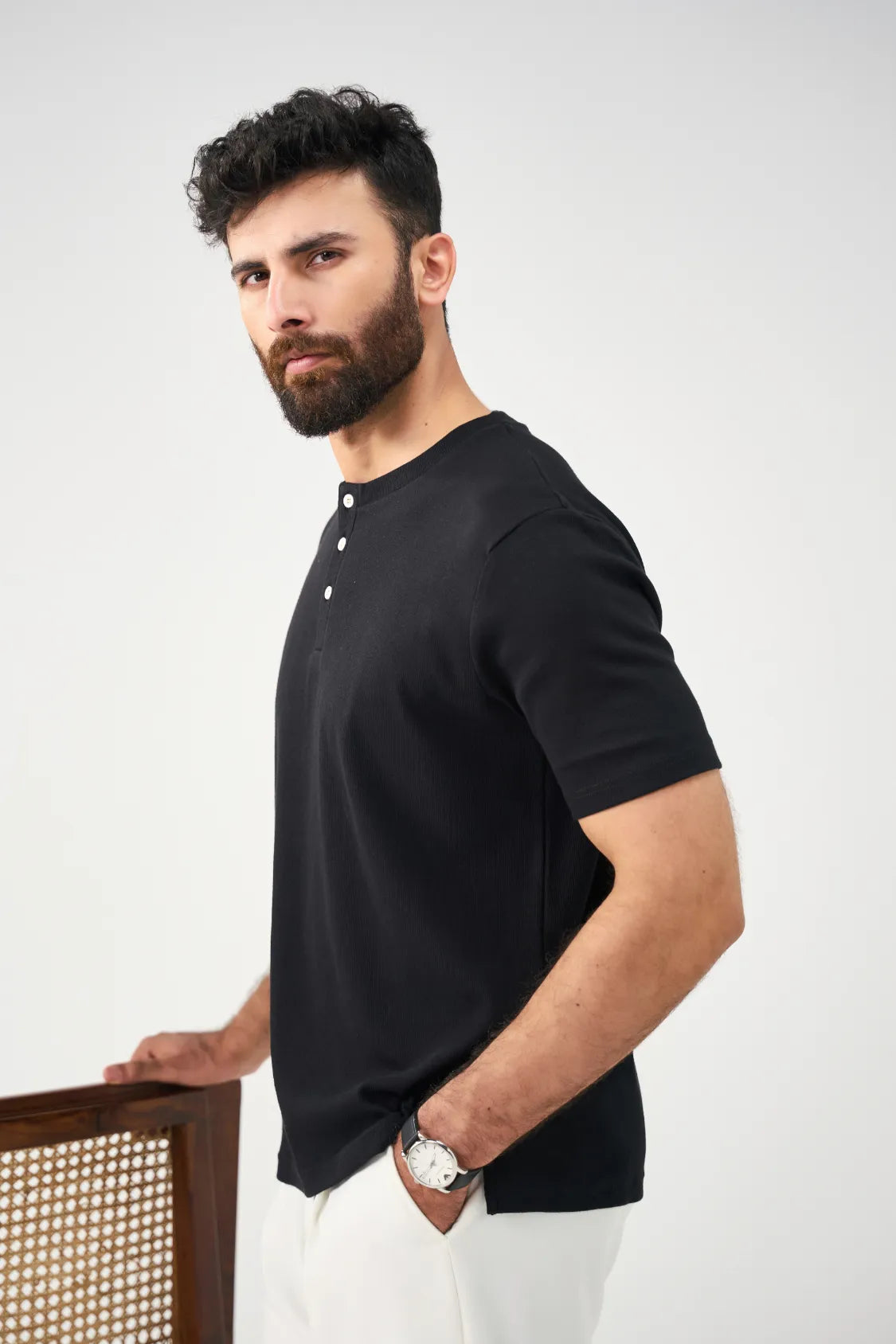 Henley Tee - Black Secondary image