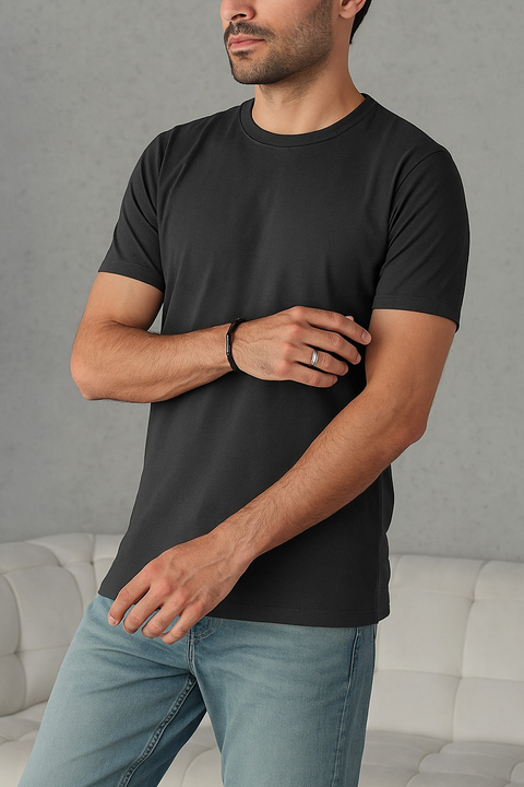 Premium Cotton T Shirt - Charcoal