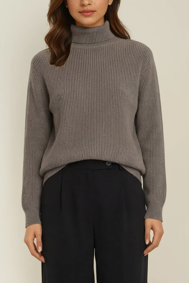 Warm Twilight Turtleneck Sweater - Dusty Taupe Main image