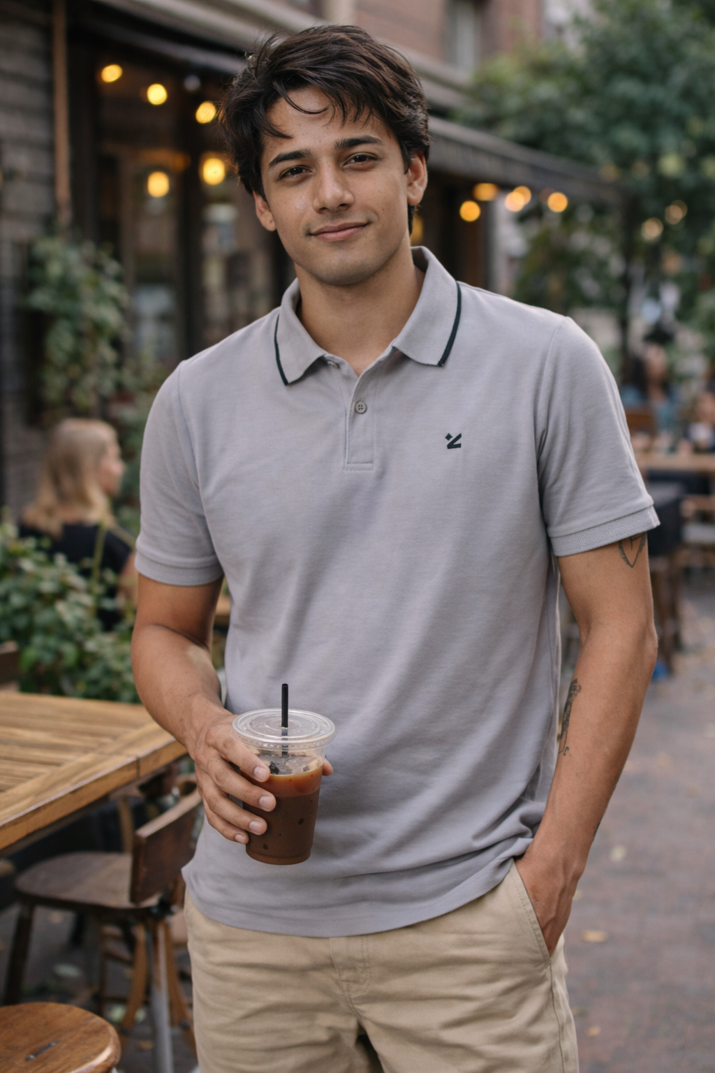 Pique Texture Polo Shirt – Grey Secondary image