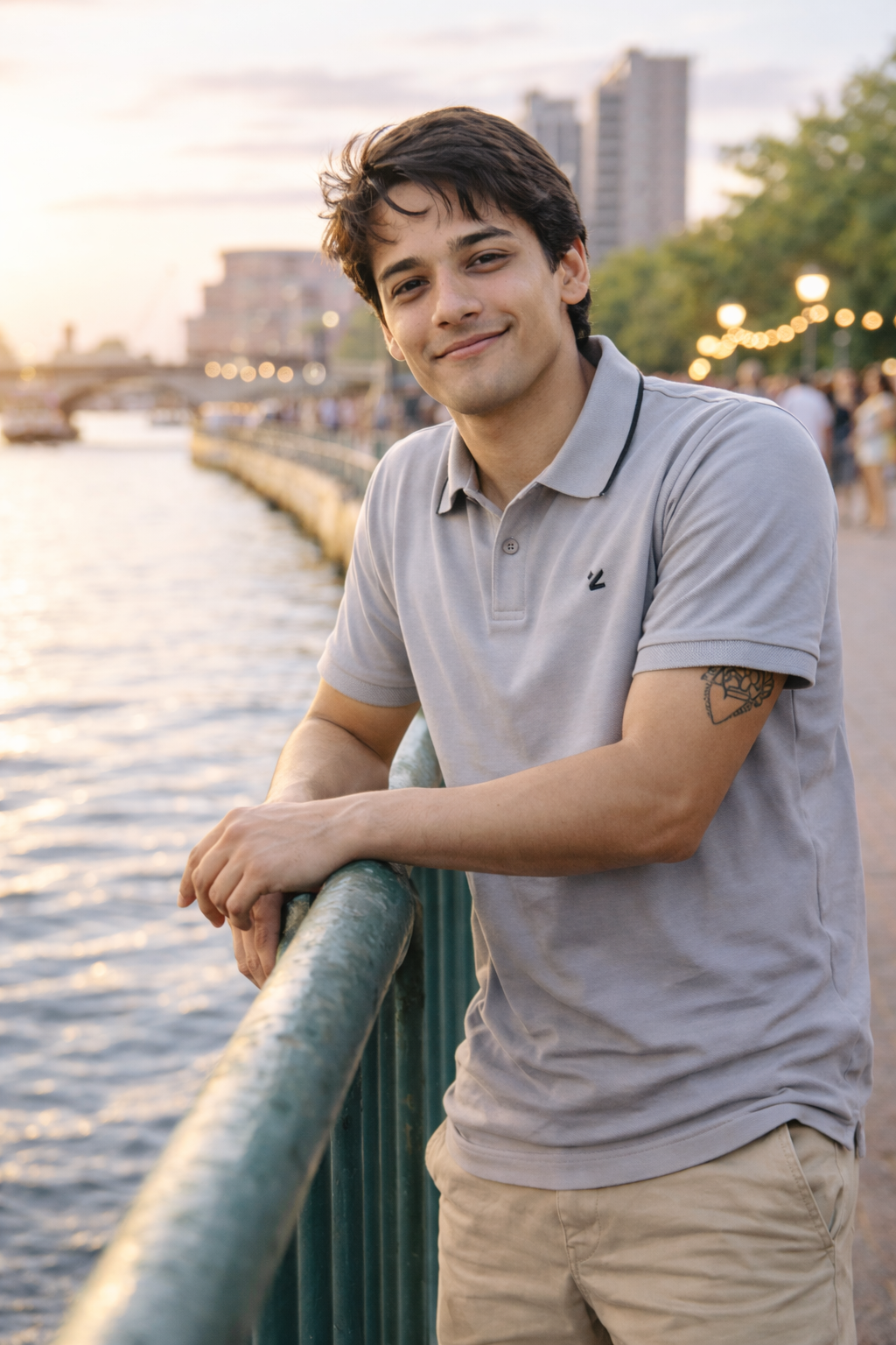 Pique Texture Polo Shirt – Grey