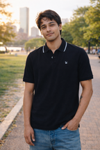 Pique Texture Polo Shirt – Black