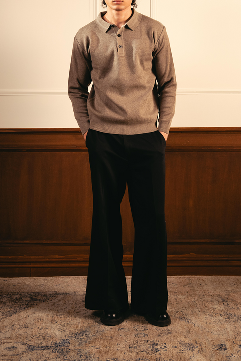 Classic Knitted Polo Shirt - Camel