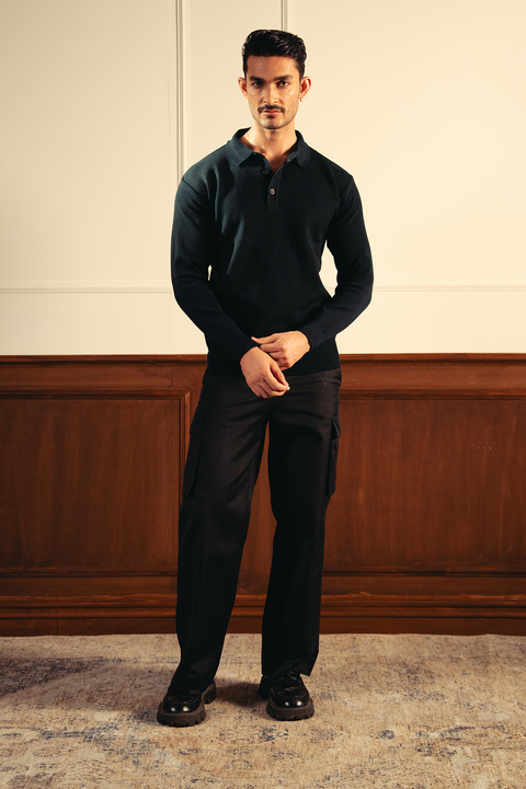 Classic Knitted Polo Shirt - Dark Teal