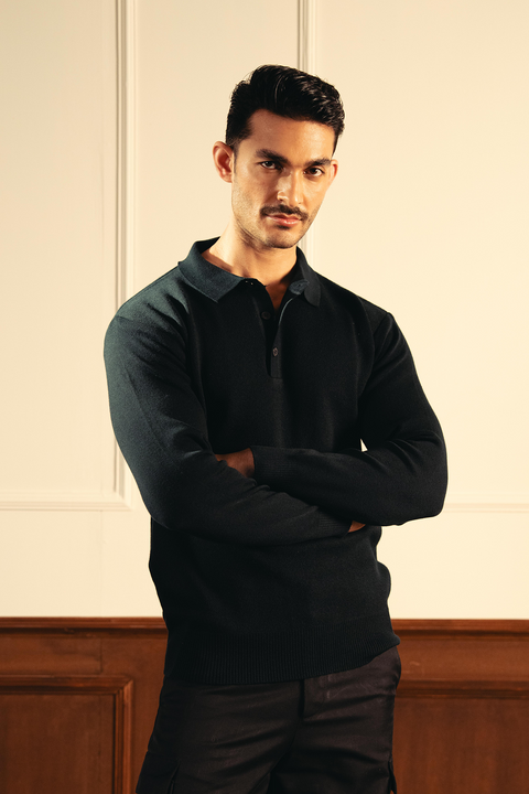Classic Knitted Polo Shirt - Dark Teal