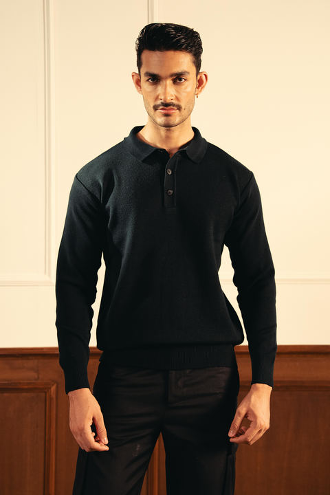 Classic Knitted Polo Shirt - Dark Teal