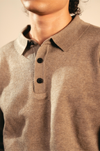 Classic Knitted Polo Shirt – Camel