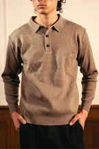 Classic Knitted Polo Shirt – Camel