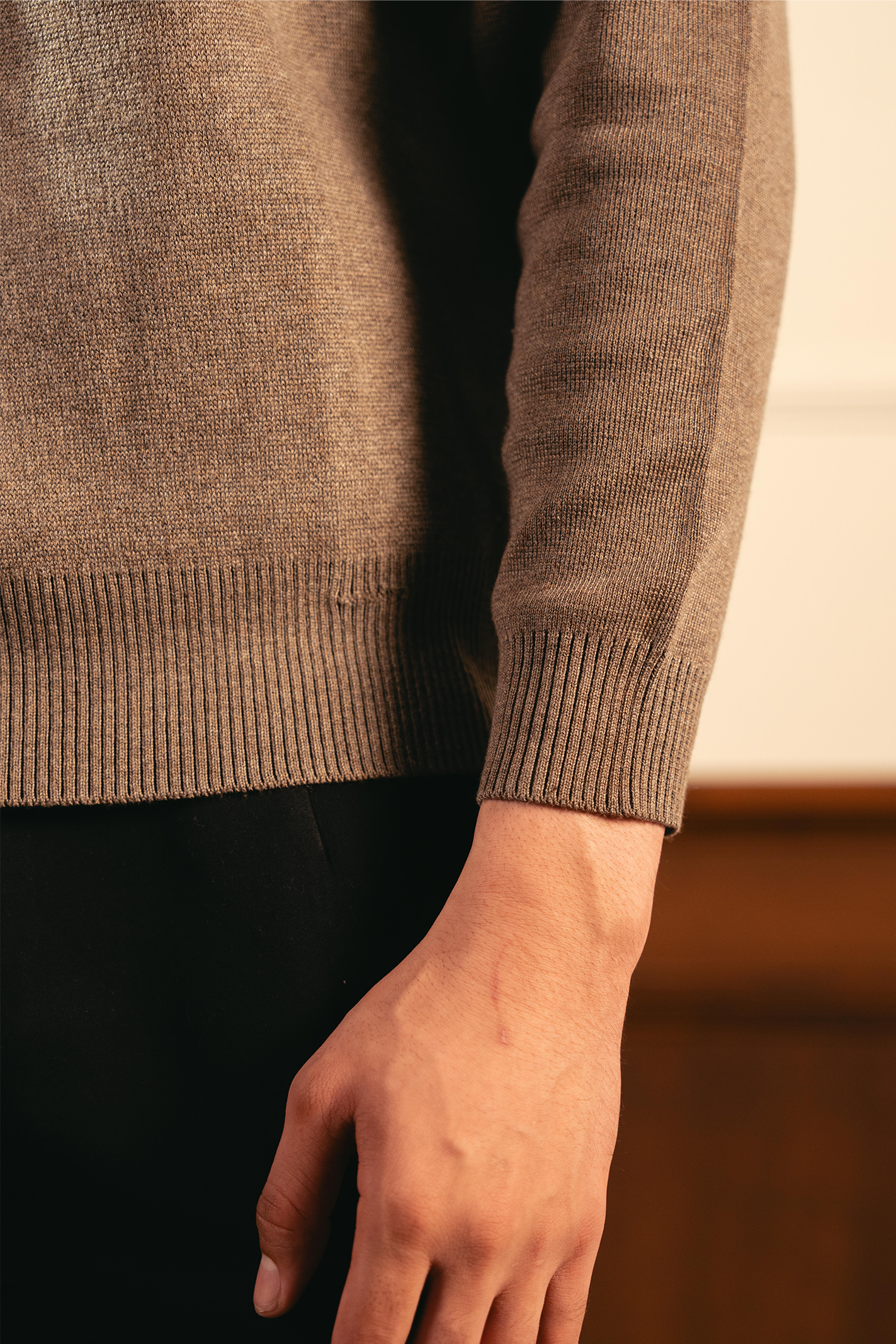 Classic Knitted Polo Shirt – Camel