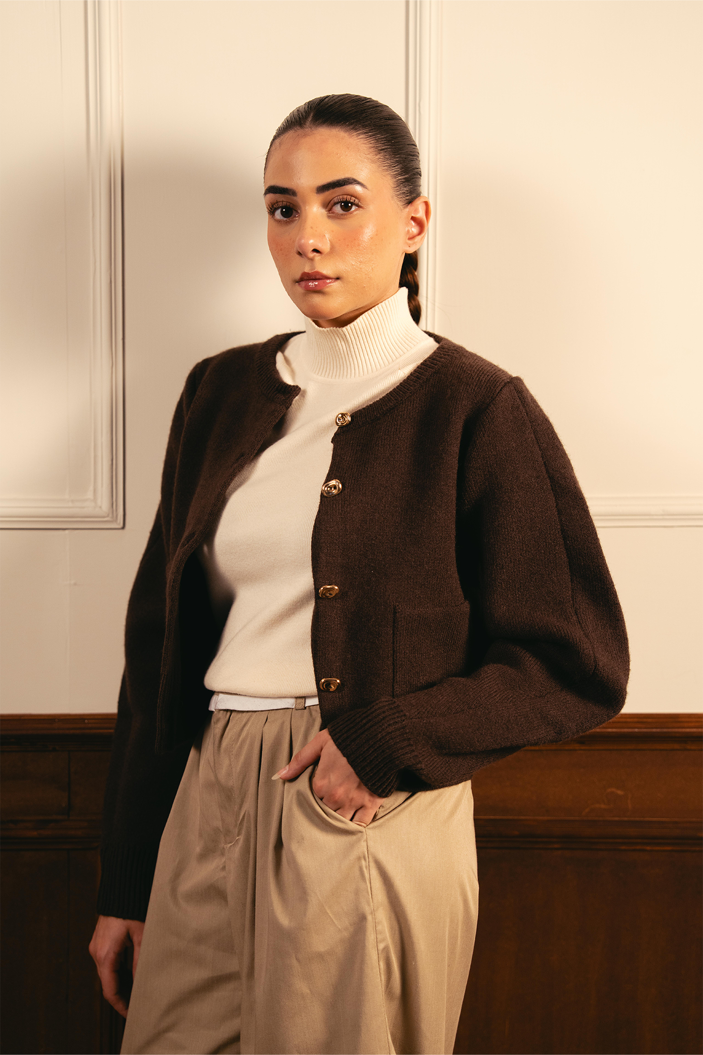 Cocoa Soft Knit Cardigan - Brown Secondary image