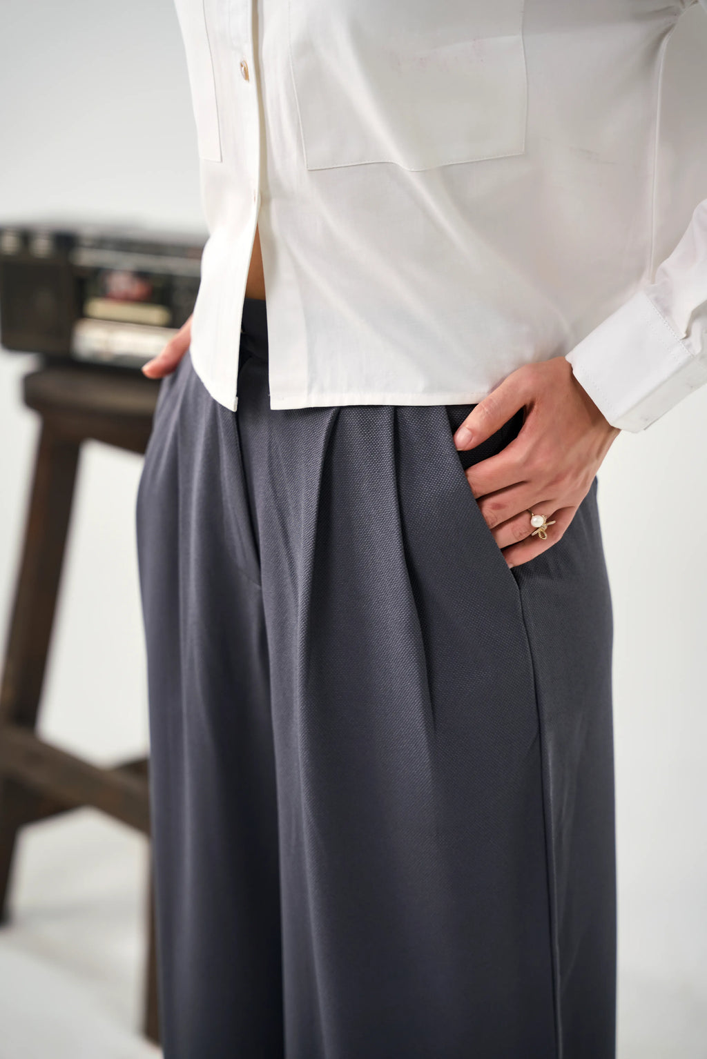 Wide Tailored Pants - Grey