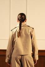 Double Breasted Cropped Trench Coat - Khaki
