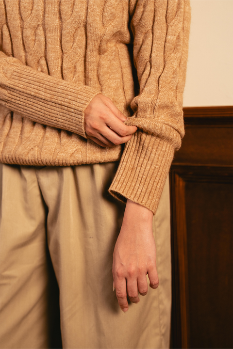 Dusty Cable Knit Sweater - Nude